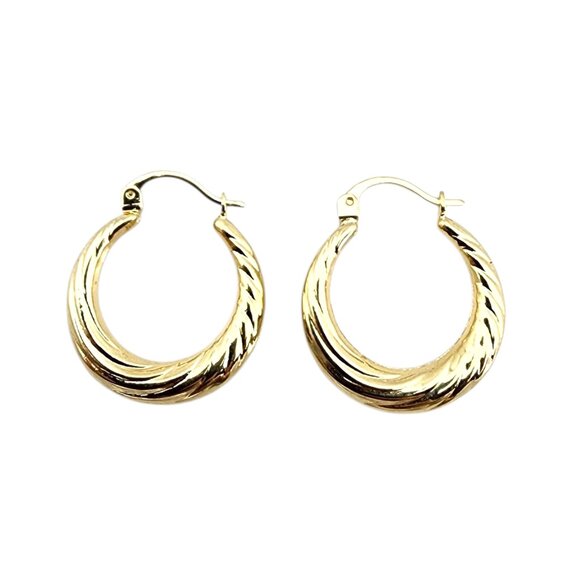 14K Yellow Gold Twisted Hoop Earrings #22724 - Picture 2 of 11